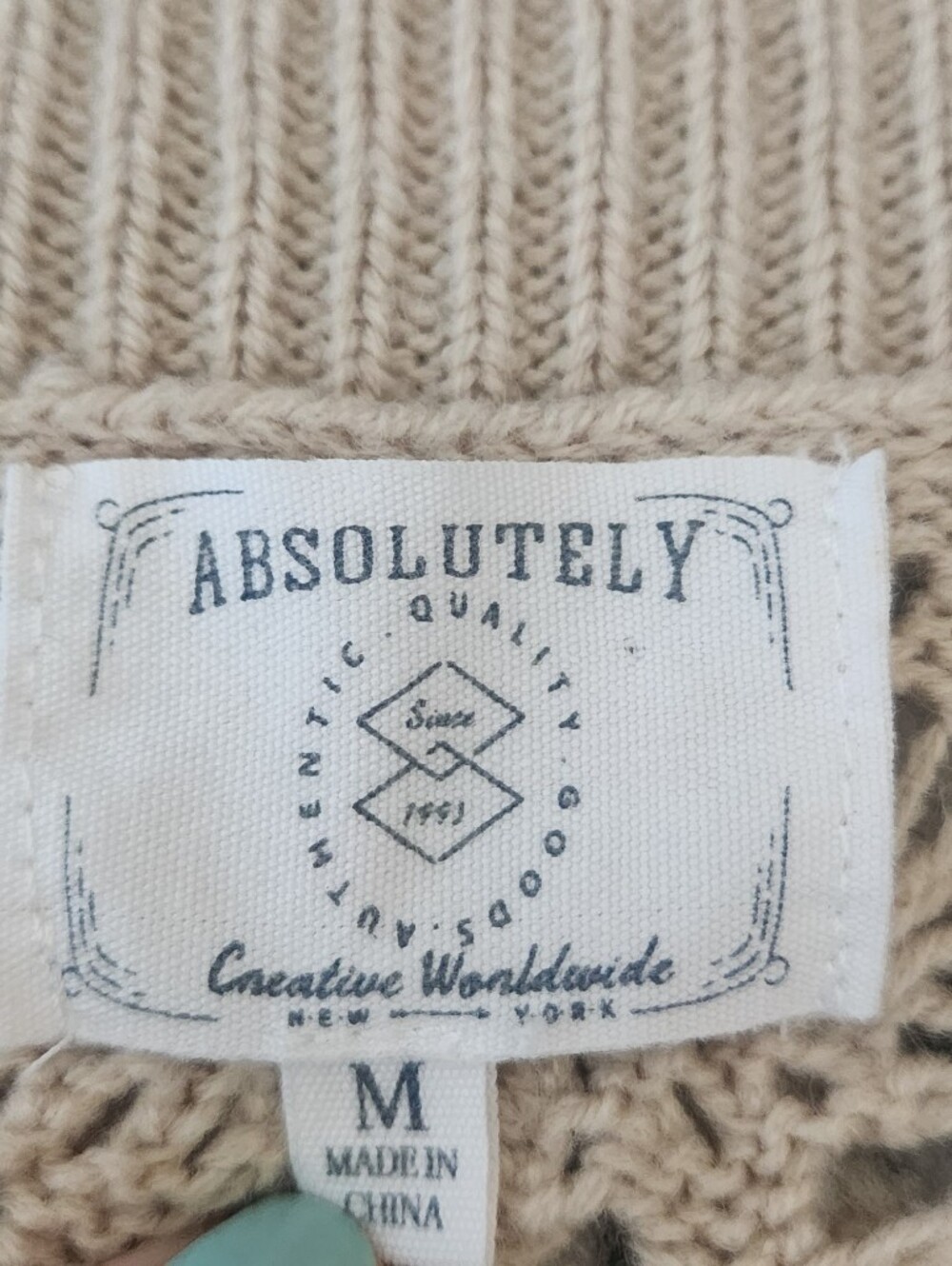 Absolutely Boutique Open Knit Sweater Neutral Beige Crochet Pullover Beachy M - Picture 6 of 13